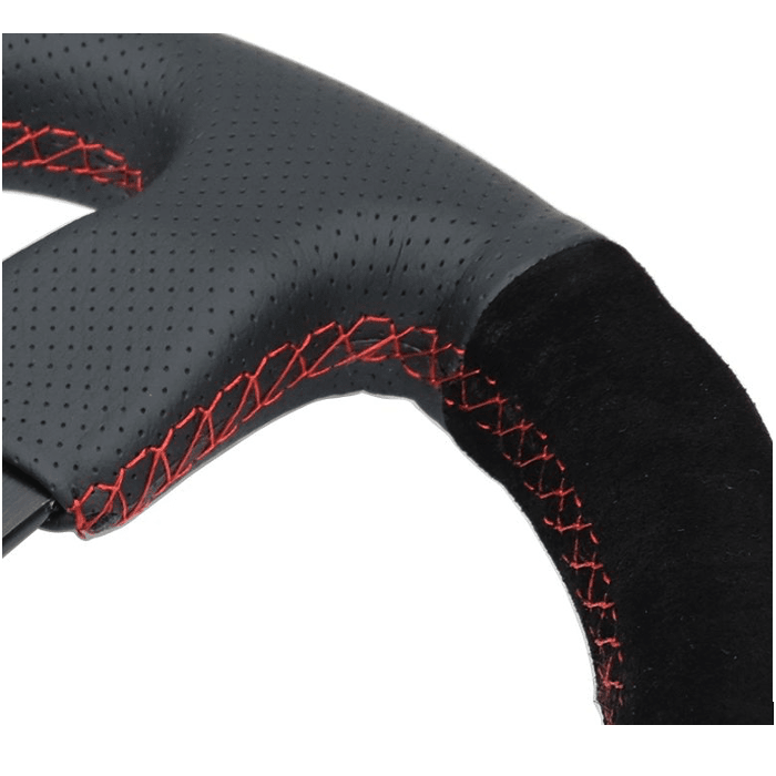 VOLANTE DEPORTIVO DE CUERO - GAMUZA NEGRO 320MM | NRG4