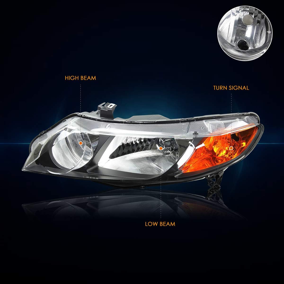 FOCOS DELANTEROS HONDA CIVIC 06-11 (SEDAN) - BLACK AMBER2