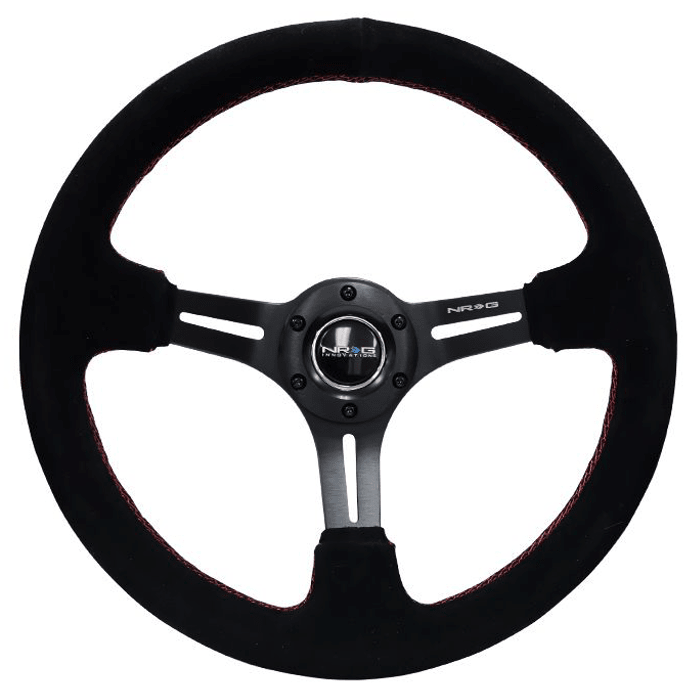 VOLANTE DEPORTIVO GAMUZA NEGRO CONCAVO 350MM | NRG2