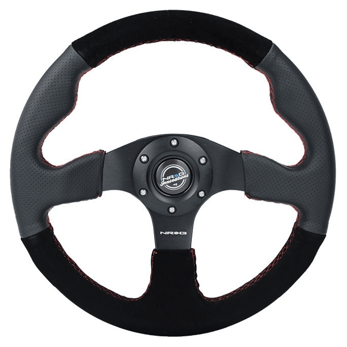 VOLANTE DEPORTIVO DE CUERO - GAMUZA NEGRO 320MM | NRG1