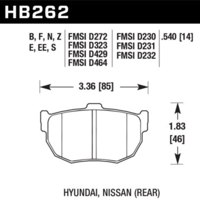 PASTILLAS DE FRENO TRASERAS NISSAN HB262 | HAWK PERFORMANCE2