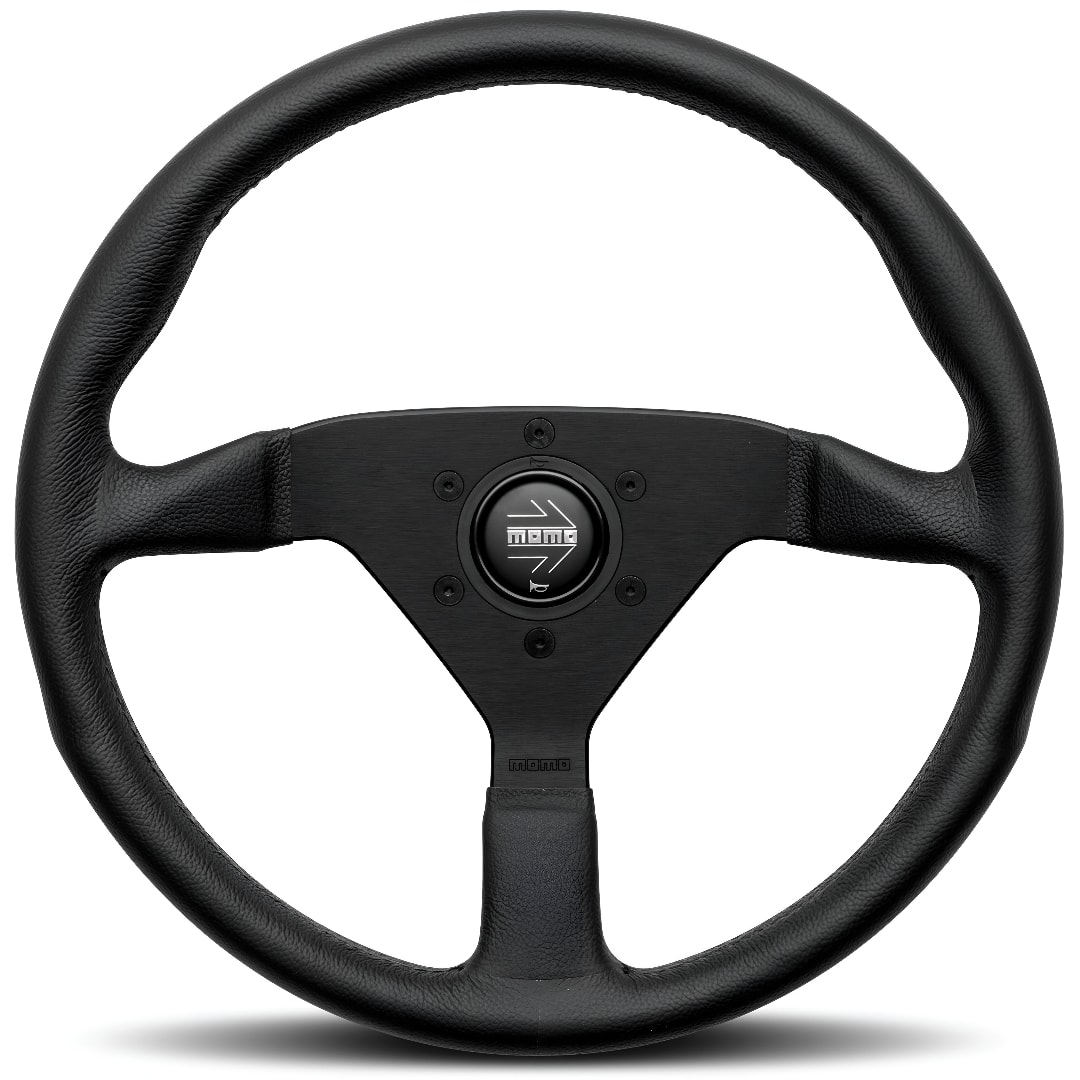 VOLANTE DEPORTIVO MONTECARLO - CUERO NEGRO 350MM | MOMO2
