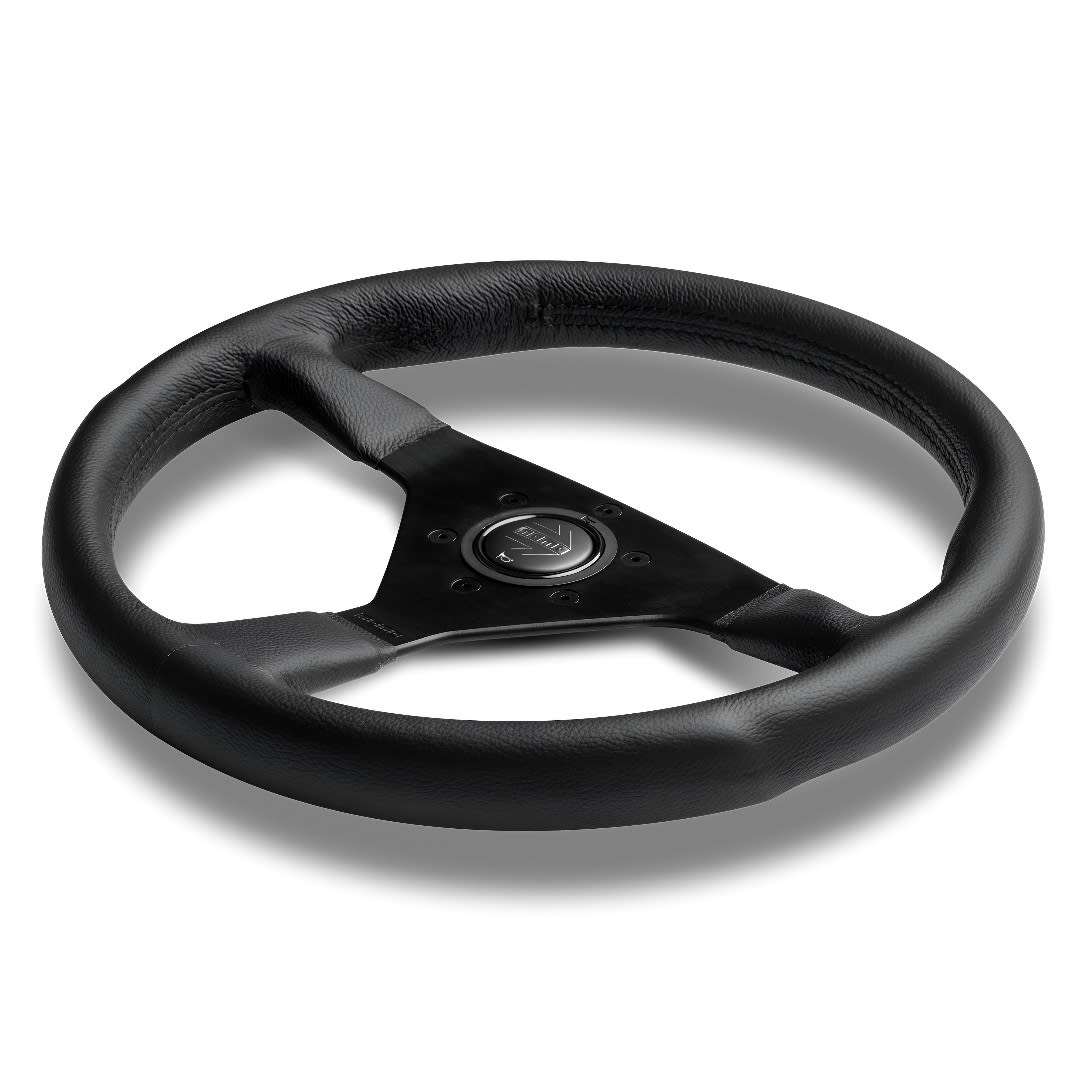VOLANTE DEPORTIVO MONTECARLO - CUERO NEGRO 350MM | MOMO1