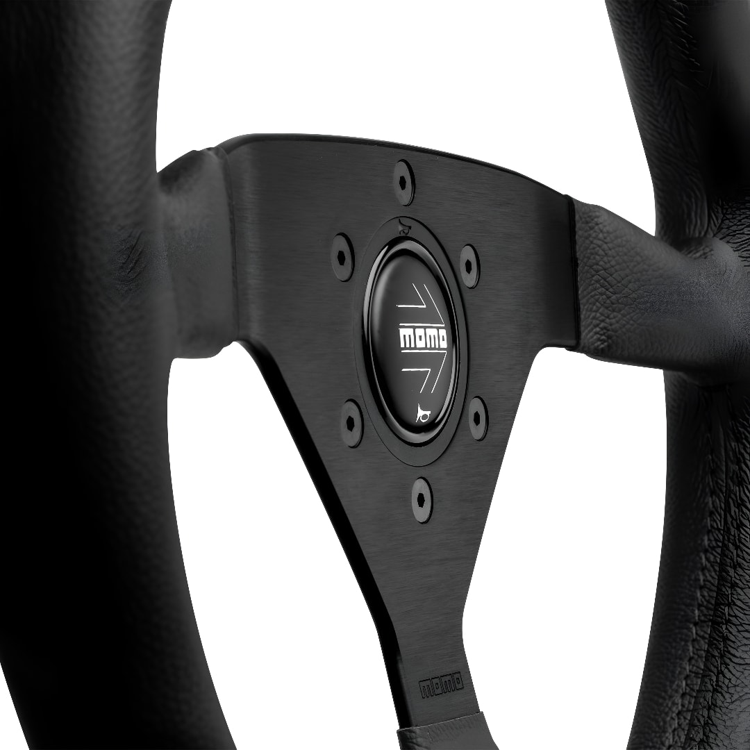 VOLANTE DEPORTIVO MONTECARLO - CUERO NEGRO 350MM | MOMO2