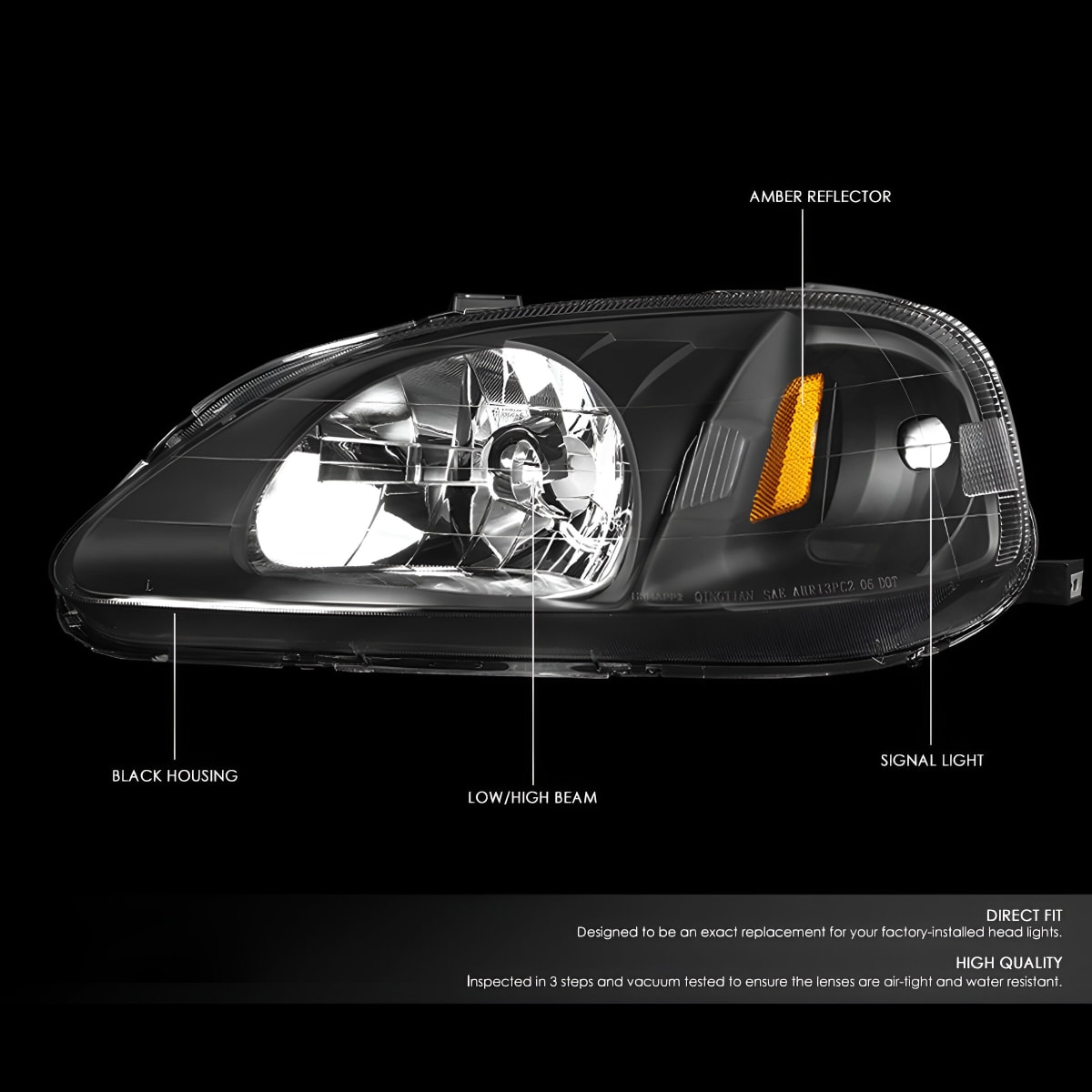 FOCOS DELANTEROS HONDA CIVIC 99-00 (EJ-EM-EK) - BLACK AMBER2