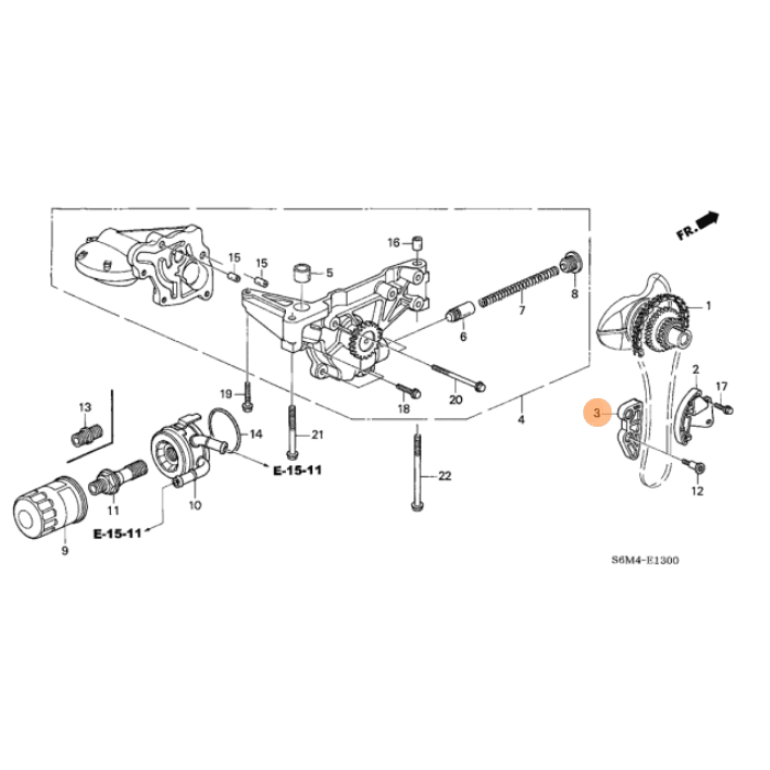 GUIA CADENA BOMBA DE ACEITE HONDA K20A TYPE-R | OEM HONDA3