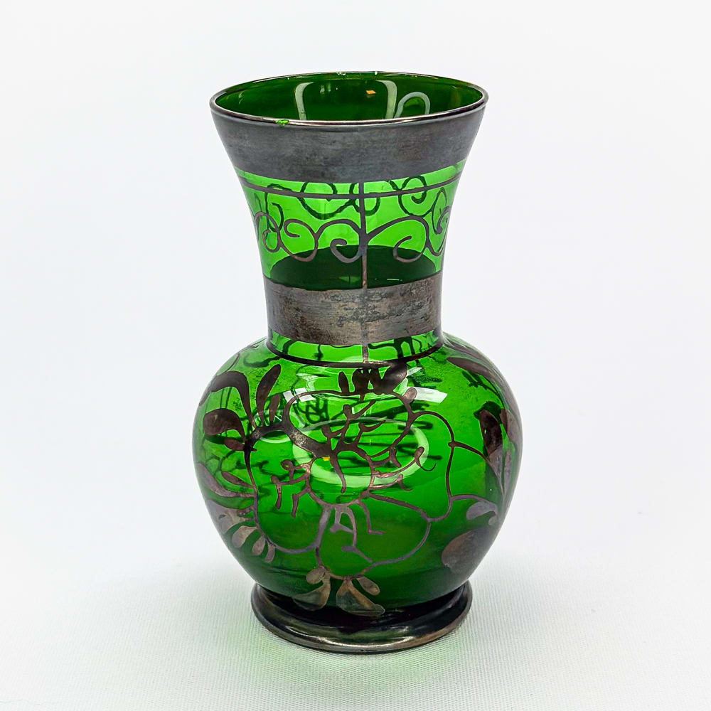 Florero silver overlay verde- 14cm1