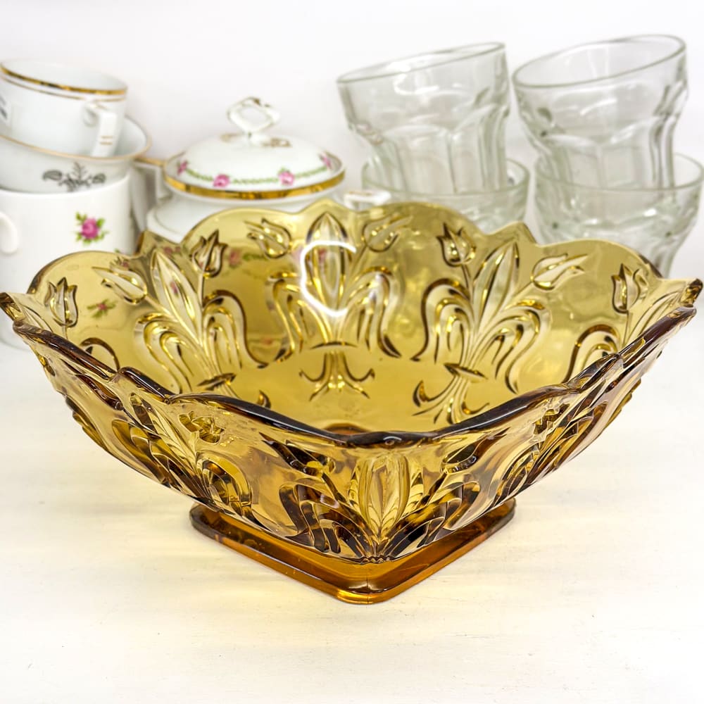 Fuente Depression glass ambar - 23cm1