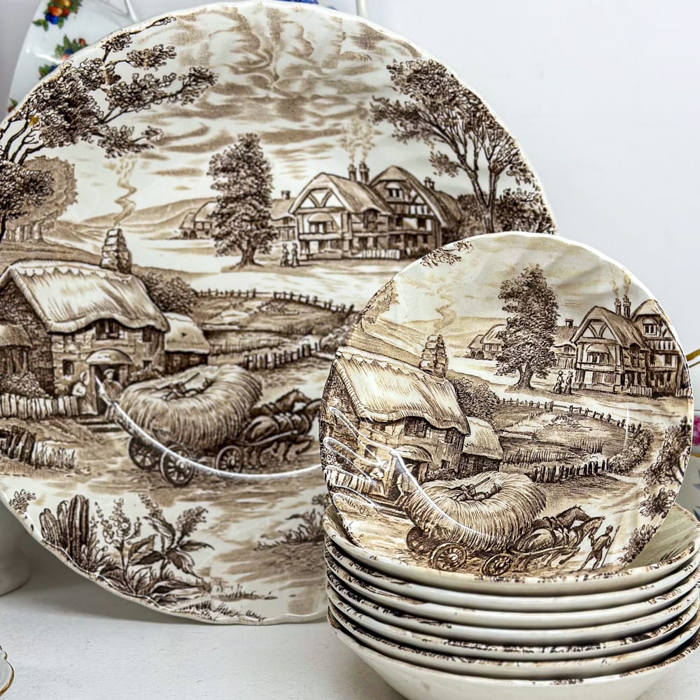 Juego de fuente con 8 pocillos de 1950 - 25cm1