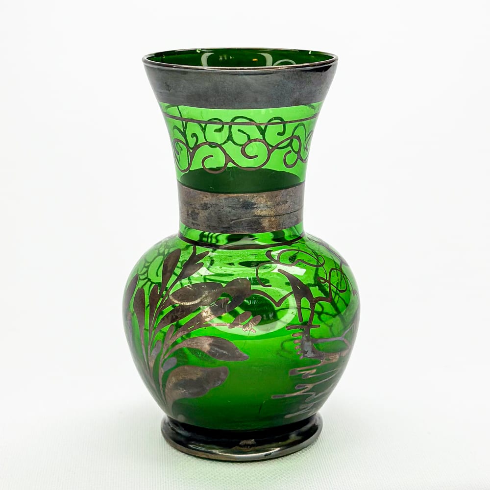 Florero silver overlay verde- 14cm2