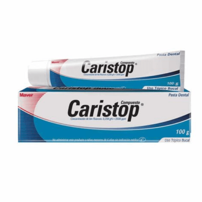 PASTA DENTAL CARISTOP COMPUESTO BI FLUORADA ION FLUOR 0,250G%=2500PPM DET.