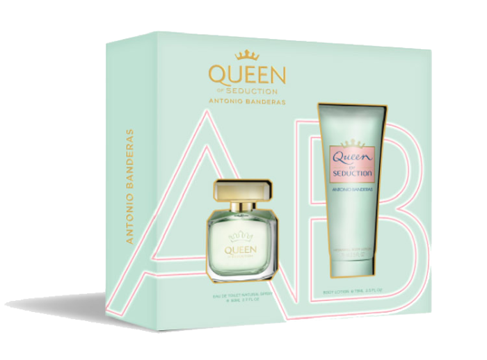ESTUCHE ANTONIO BANDERAS QUEEN OF SEDUCTION EAU DE TOILETTE 50 ML + LOCIÓN CORPORAL 75 ML DET.