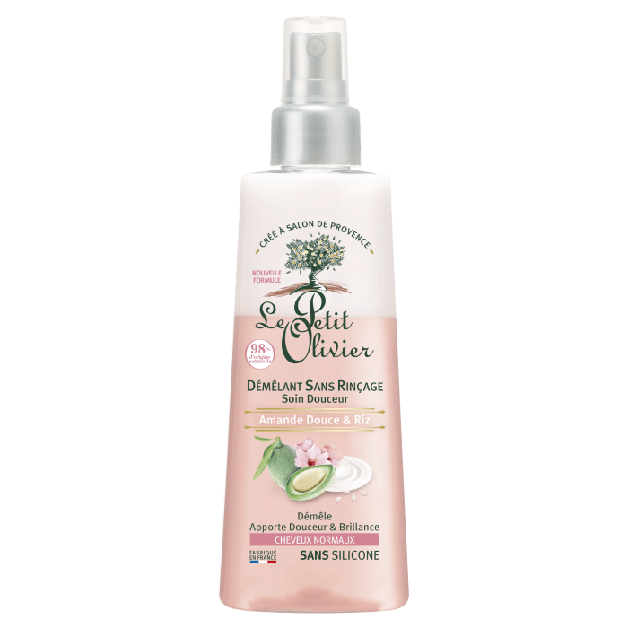 LE PETIT OLIVIER SPRAY DESENREDANTE SIN ENJUAGUE CABELLO NORMAL ALMENDRA DULCE Y CREMA DE ARROZ 150 ML