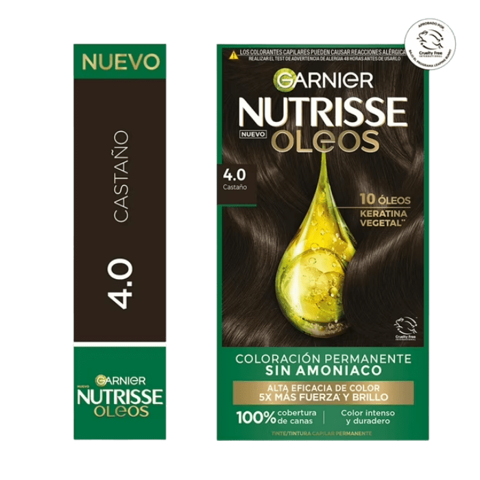 NUTRISSE COLORACIÓN GARNIER 4.0 CASTAÑO DET.