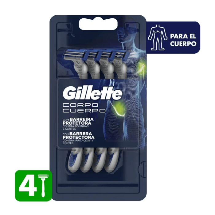 GILLETTE MAQUINA AFEITAR CON BARRERA PROTECTORA 4 UN.