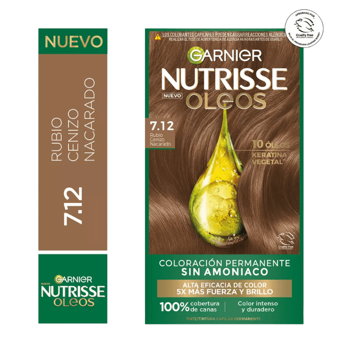 GARNIER NUTRISSE OLEOS 7.12 RUBIO CENIZA NACARADO DET.