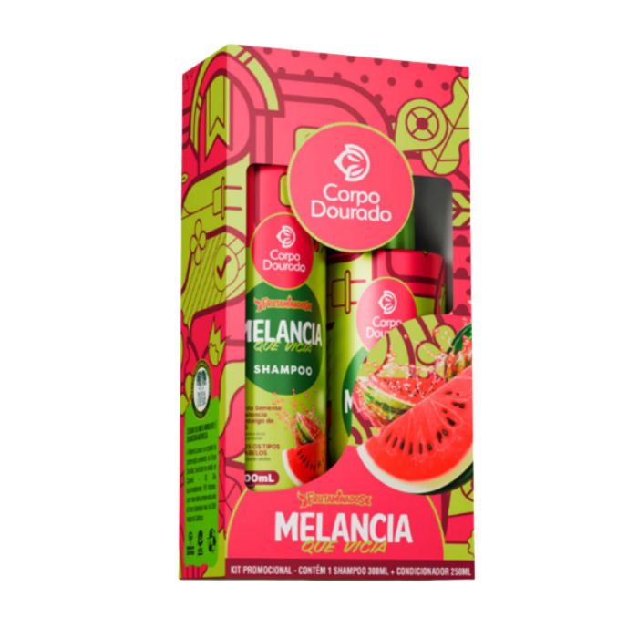 SET CAPILAR CORPO DOURADO SHAMPOO 300ML Y ACONDICIONADOR 250ML SANDÍA Y MELÓN CABELLO HIDRATADO
