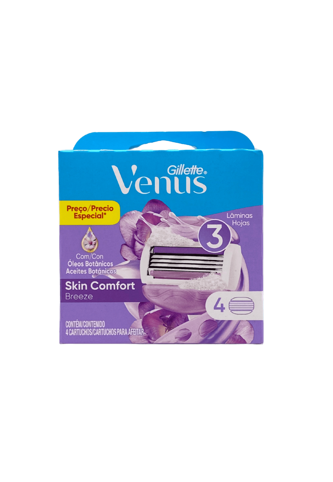 GILLETTE VENUS SKIN COMFORT 3 HOJAS, 4 CARTUCHOS
