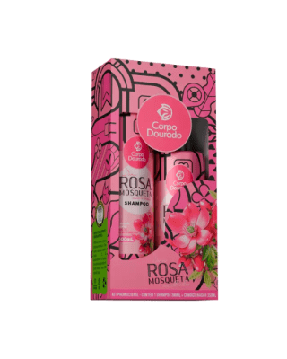 SET CAPILAR CORPO DOURADO SHAMPOO 300ML Y ACONDICIONADOR 250ML ROSA MOSQUETA CABELLO REPARADO1