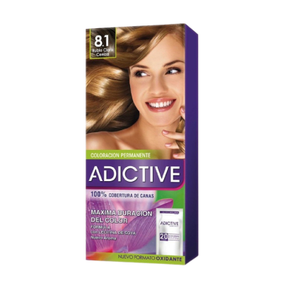 ADICTIVE COLORACIÓN EN CREMA 8/1 RUBIO CLARO CENIZA 40 GRS. DET.1