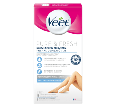VEET BANDA DEPILATORIA CORPORAL VEET PURE & FRESH 12 BANDAS DET.1