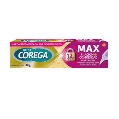 COREGA CREMA ADHESIVA ULTRA MAX FIJADO+COMODIDAD 40G DET.1
