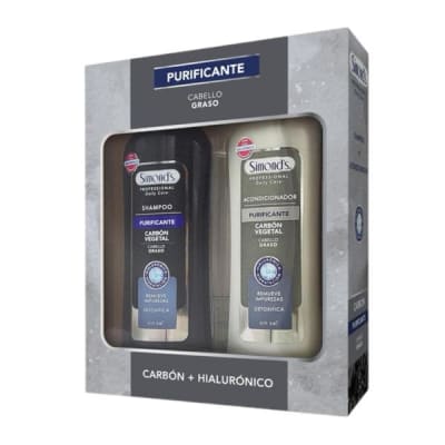 ESTUCHE SHAMPOO + ACONDICIONADOR 420 ml CARBON + HIALURONICO DET.1