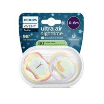 PHILIPS AVENT SET DE CHUPETES x 2 ULTRA AIR NIGHTTIME NIÑA 0-6 m1