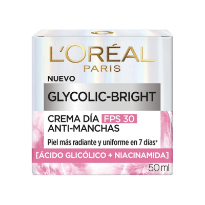 LOREAL GLYCOLIC - BRIGHT CREMA DÍA ANTI- MANCHAS FPS 30 50 ML DET.1