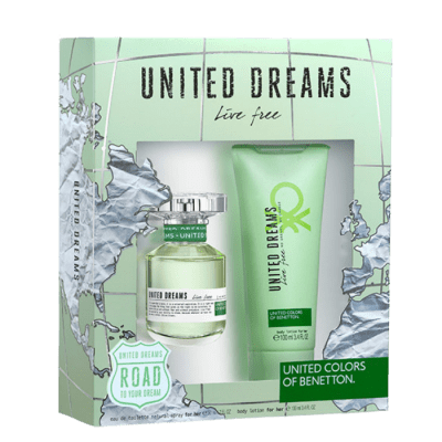 BENETTON LIVE FREE  EDT50 ML + LOCIÓN DET.1