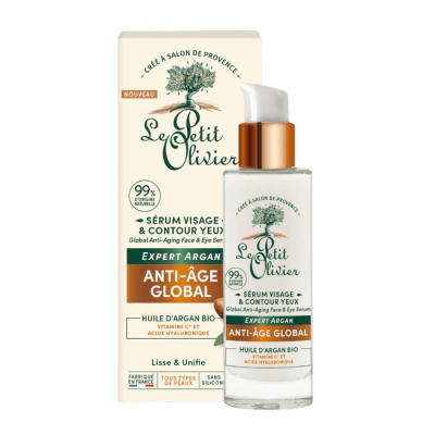 LE PETIT OLIVIER SÉRUM Y CONTORNO OJO ANTIEDAD FACIAL ARGAN 30 ML DET.1