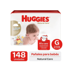 HUGGIES NATURAL CARE  TALLA G 148 UNIDADES.