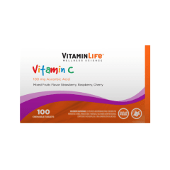 VITAMINLIFE VITAMINA C 100 FRUTOS ROJOS 100 TABLETAS