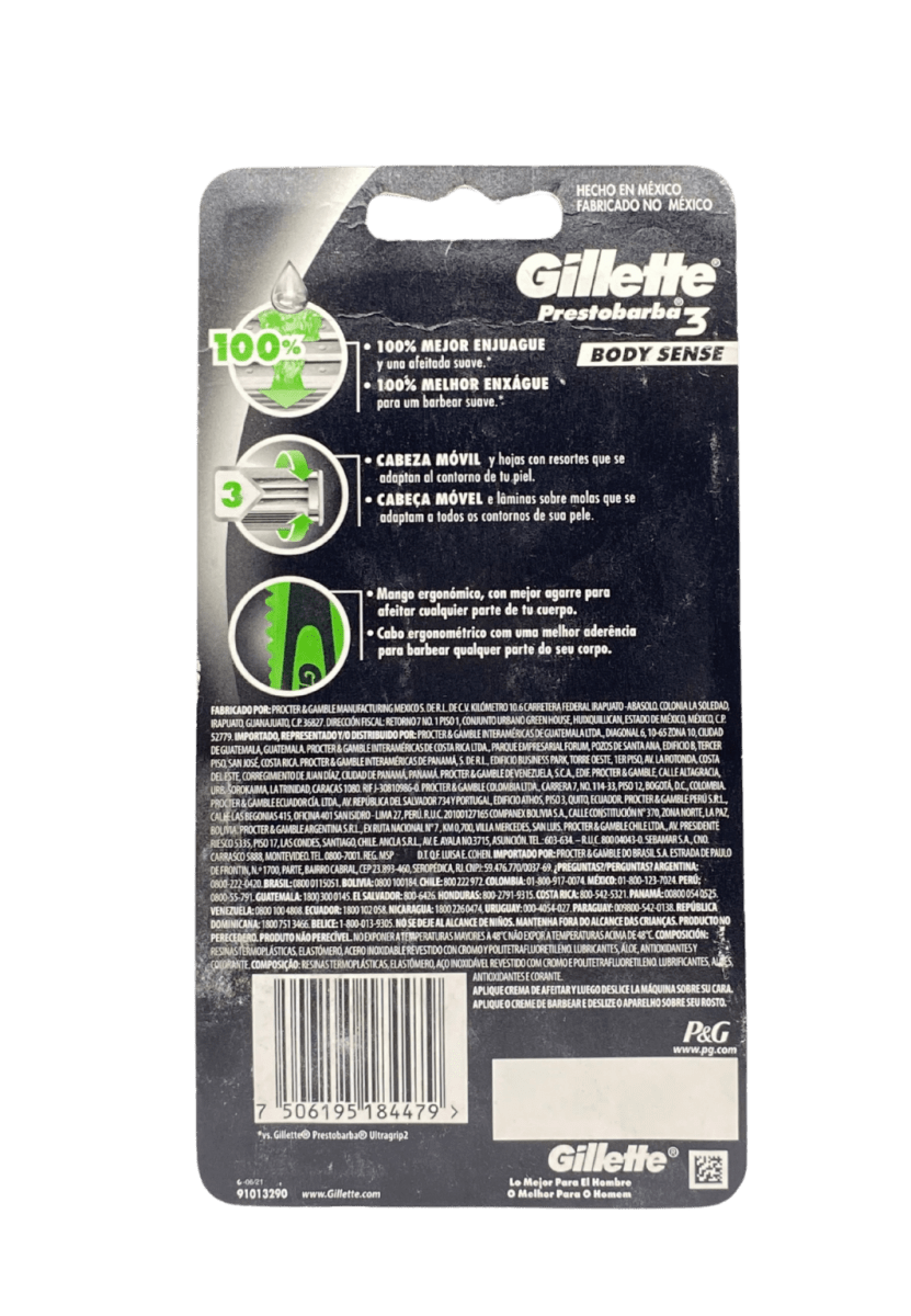 GILLETTE PRESTOBARBA 3 HOJAS BODY SENSE 4 MÁQUINAS DES.2