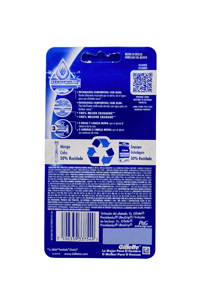 GILLETTE PRESTOBARBA 3 HOJAS SENSITIVE 8 MÁQUINAS DESECHABLES.3