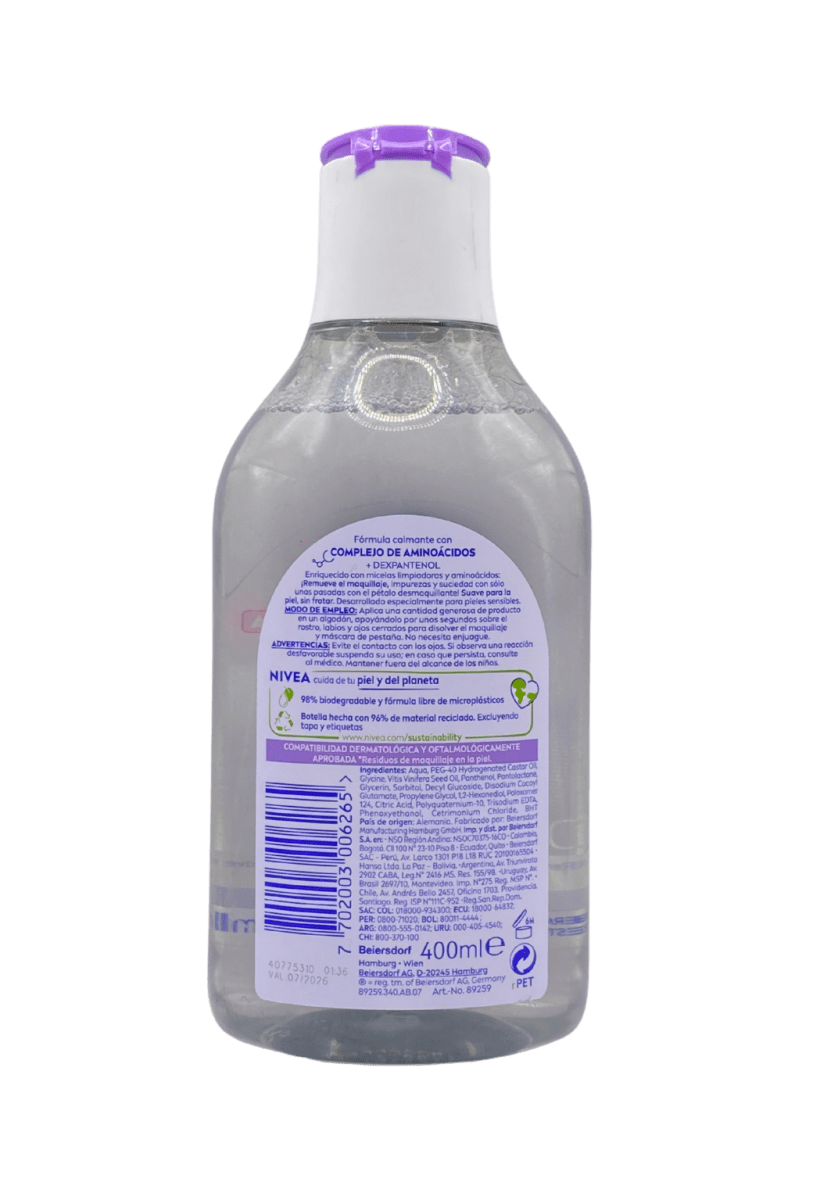 NIVEA AGUA MICELAR SUAVIZANTE 400 ML3
