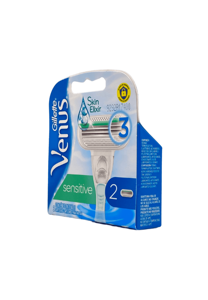 GILLETTE VENUS SENSITIVE SKIN ELIXIR 3 HOJAS 2 CARTUCHOS2