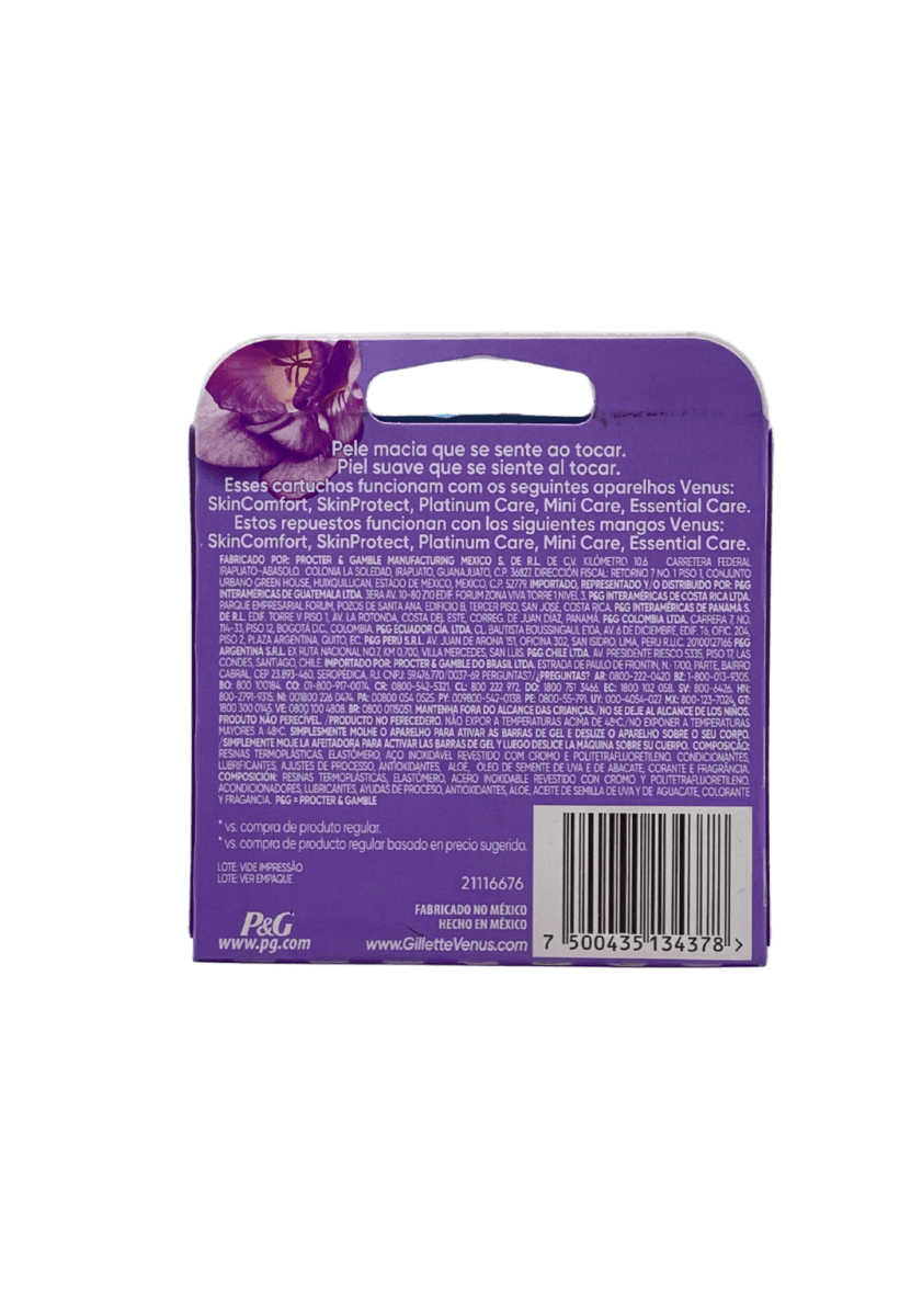 GILLETTE VENUS SKIN COMFORT 3 HOJAS, 4 CARTUCHOS3