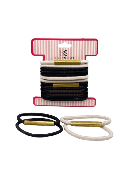 BS BEAUTY SECRET ELASTICO BLANCO NEGRO CAFE X12 SM4