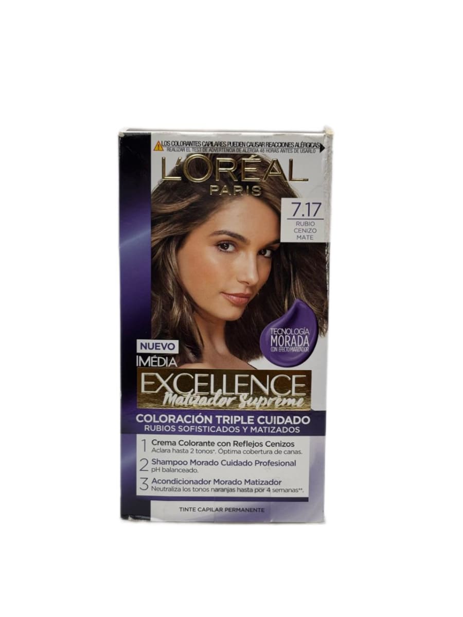 TINTURA EXCELLENCE CREME RUBIO CENIZA MATE 7.171