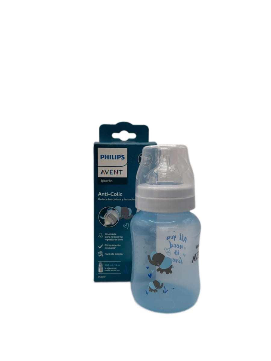 AVENT MAMADERA ANTICOLICOS ELEFANTE AZUL 260 ML 3