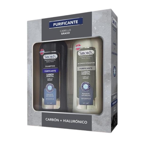 ESTUCHE SHAMPOO + ACONDICIONADOR 420 ml CARBON + HIALURONICO 1