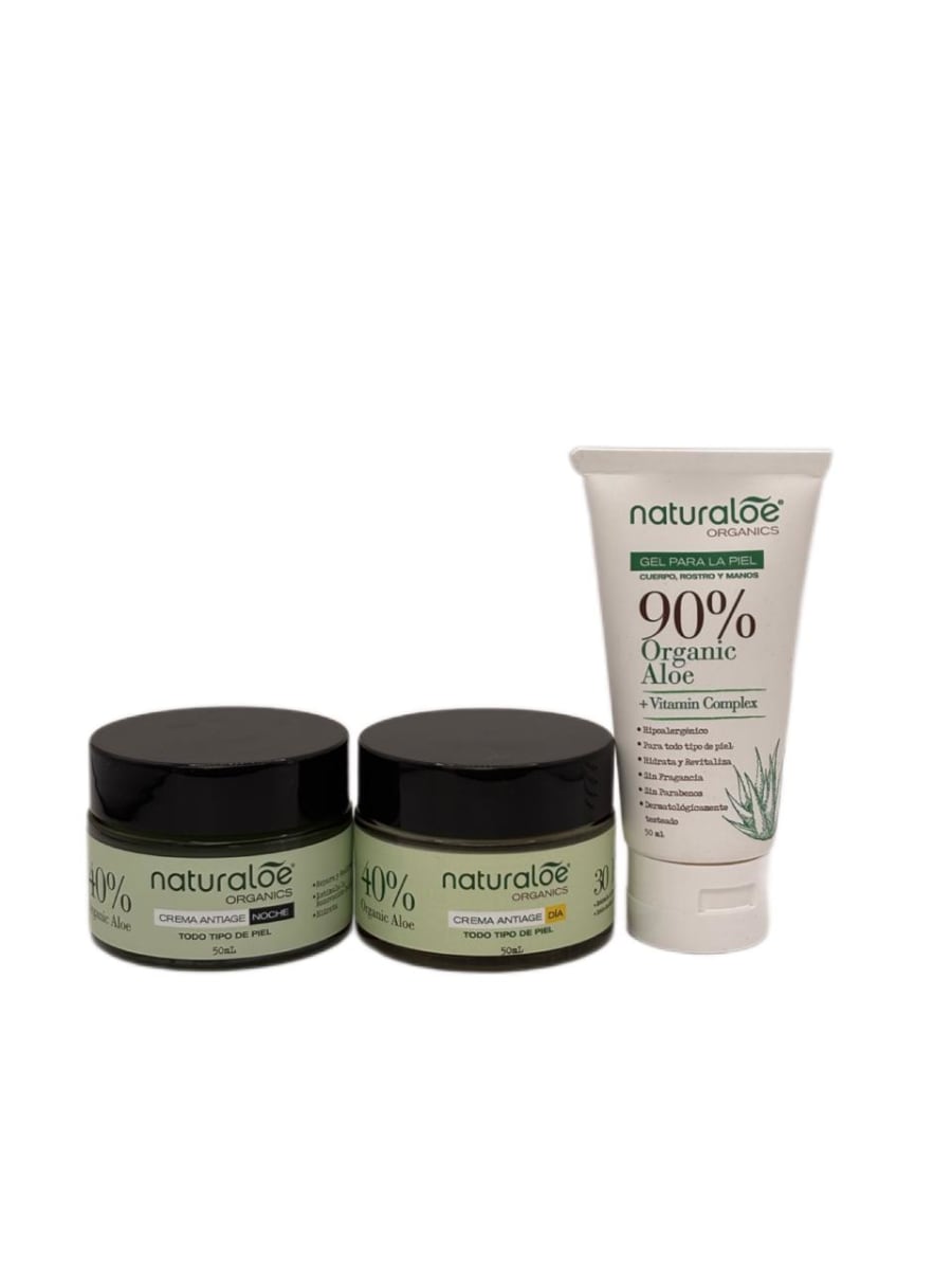 NATURALOE ESTUCHE CREMA DIA+CREMA NOCHE +GEL FACIAL LIMPIADOR 1