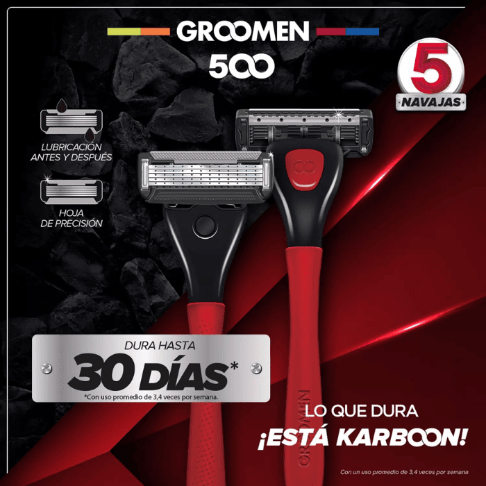 GROOMEN 500 5 HOJAS 3 CARTUCHOS DET.2