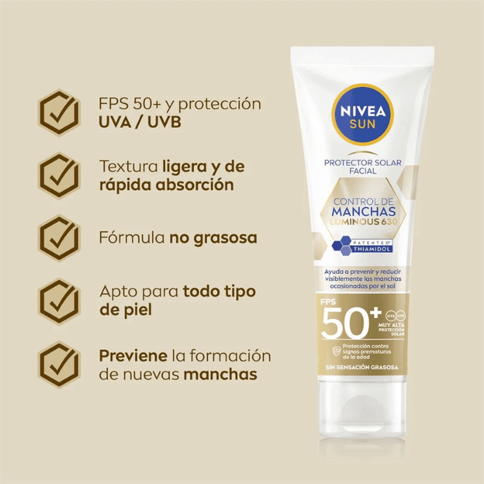 NIVEA PROTECTOR SOLAR FACIAL CONTROL DE MANCHAS FPS 50+ 40 ML DET.3