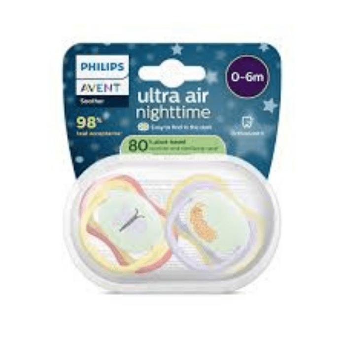 PHILIPS AVENT SET DE CHUPETES x 2 ULTRA AIR NIGHTTIME NIÑA 0-6 m2