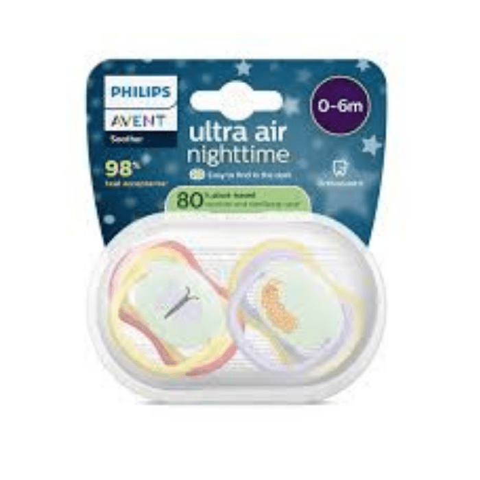 PHILIPS AVENT SET DE CHUPETES x 2 ULTRA AIR NIGHTTIME NIÑA 0-6 m 0