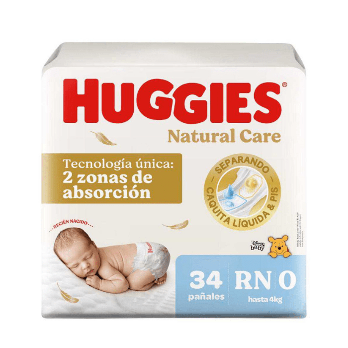 HUGGIES PAÑAL NATURAL CARE RECIÉN NACIDO 34 U 0