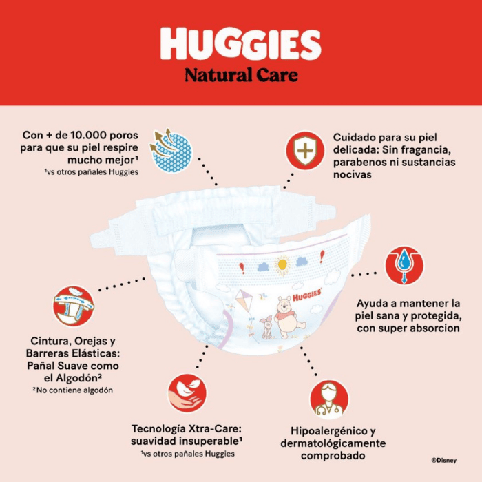 HUGGIES PAÑAL NATURAL CARE UNISEX G.70 UNIDADES2