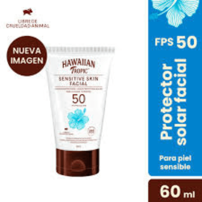 HAWAIIAN TROPIC SENSITIVE SKIN FACIAL FPS 50+ 60 ML DET. 1